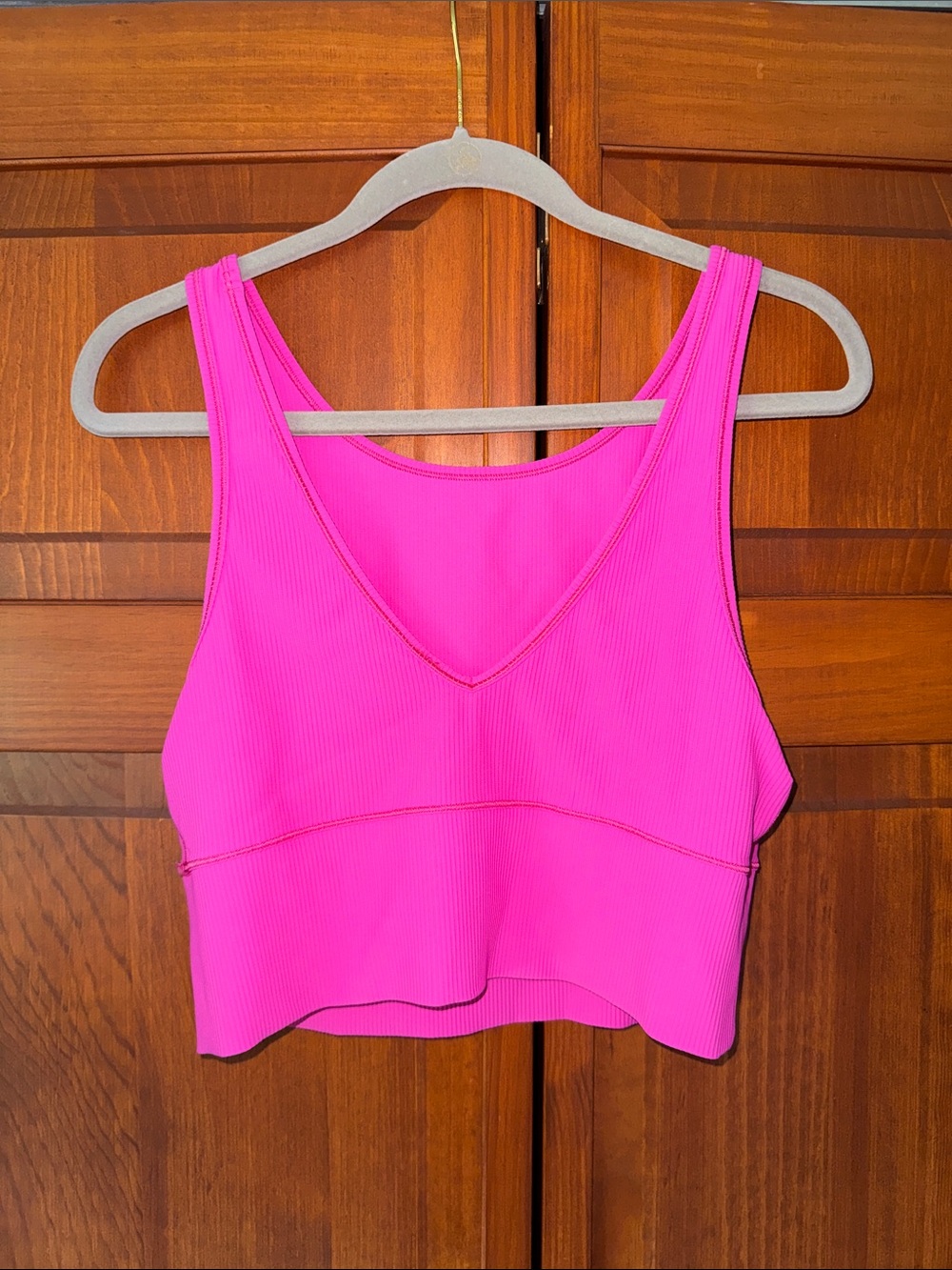 Hot Pink Ribbed Cropped Tank Top